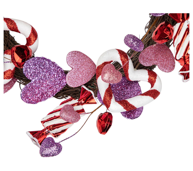 Northlight Pink & Purple Candies & Hearts Valentine's Wreath — View 4
