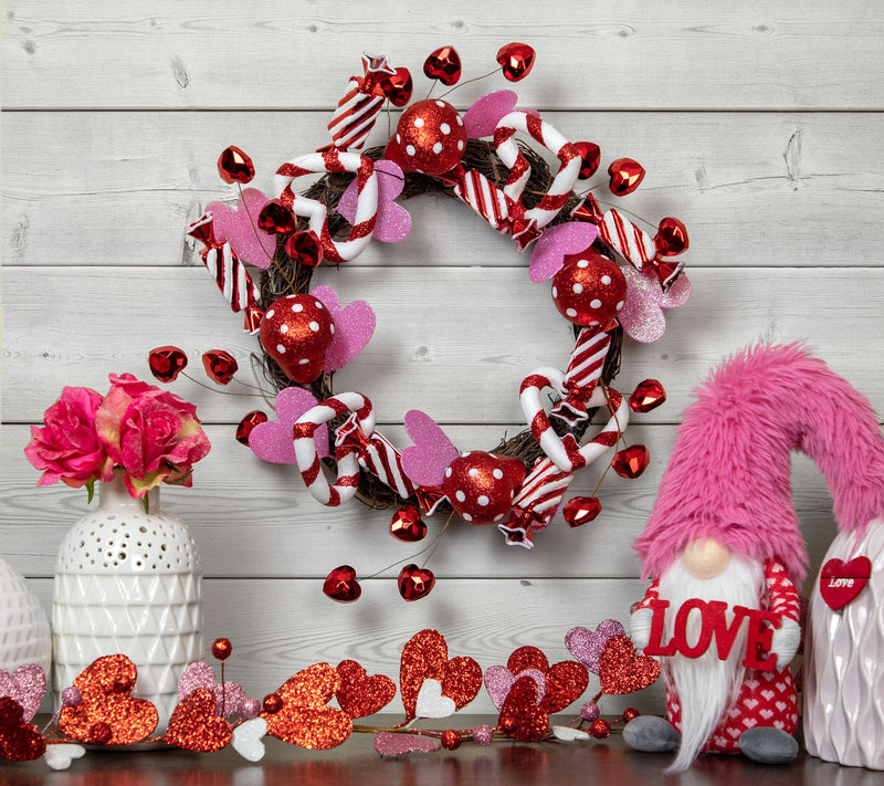 Northlight Red & White Candies & Hearts Valentine's Wreath — View 6