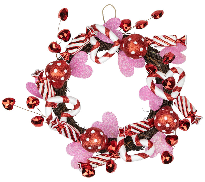 Northlight Red & White Candies & Hearts Valentine's Wreath — View 3