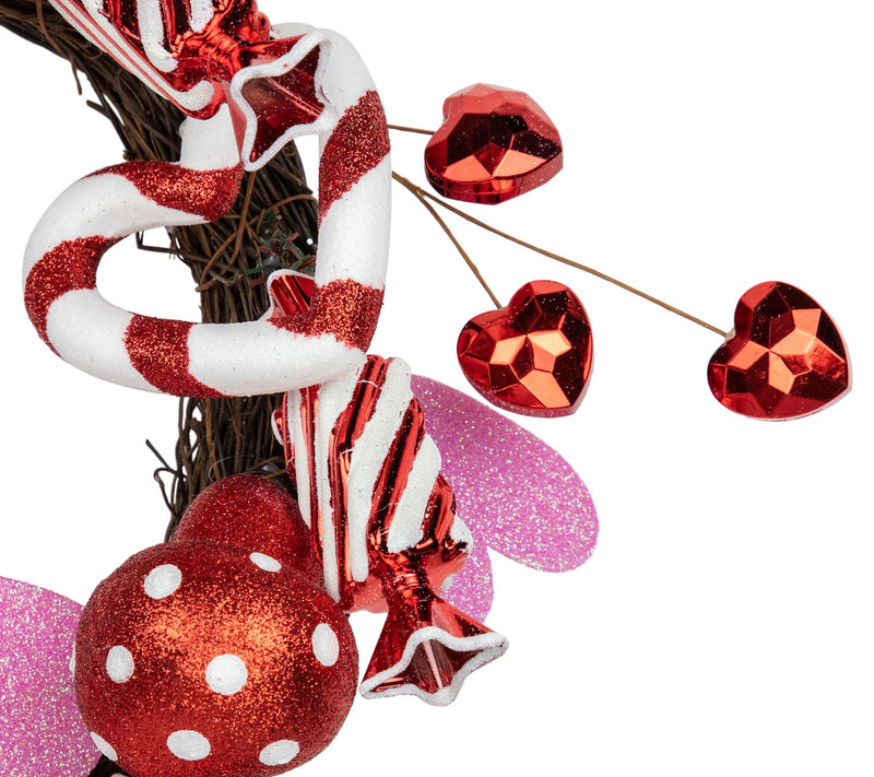 Northlight Red & White Candies & Hearts Valentine's Wreath — View 5