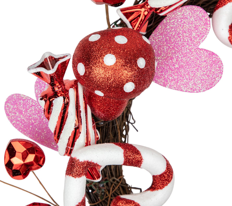 Northlight Red & White Candies & Hearts Valentine's Wreath — View 4
