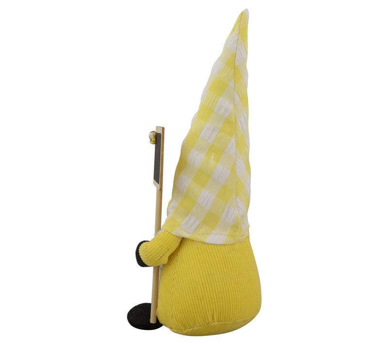Northlight Yellow Gingham Hat Spring Gnome with Chalk Board — View 5