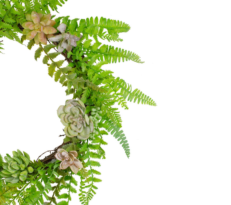 Northlight Succulents and Foliage Artificial Twig Wreath Green — View 4