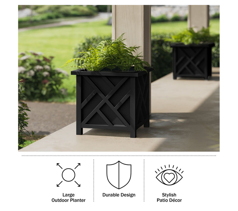 Pure Garden Lattice Design 15.5" Outdoor Planter Box — View 16