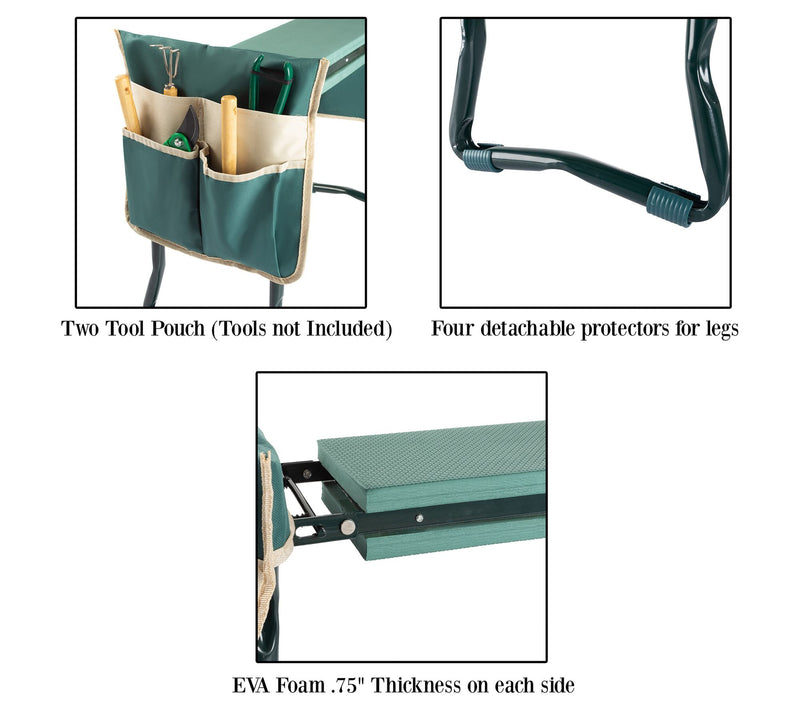 Pure Garden Kneeler 2-in-1 Foldable Kneeling Pad & Stool — View 4