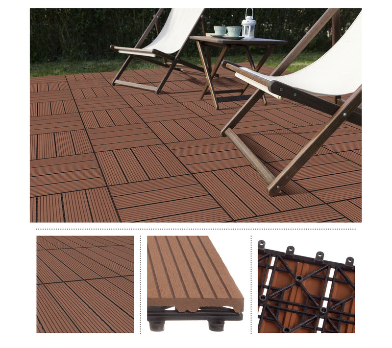 Pure Garden Patio Floor Tiles Set of 6 Wood/Plastic Deck Tiles — View 5