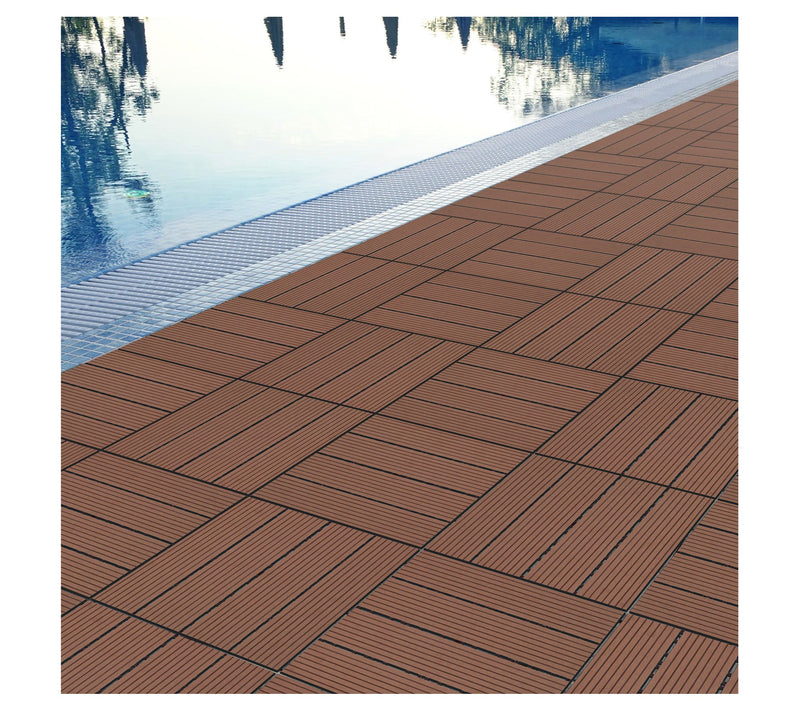 Pure Garden Patio Floor Tiles Set of 6 Wood/Plastic Deck Tiles — View 8