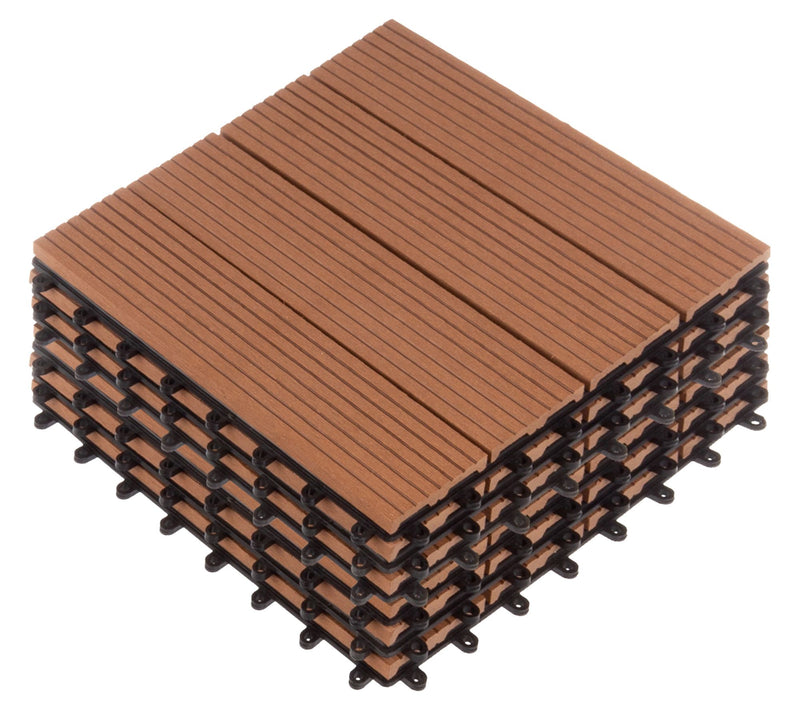 Pure Garden Patio Floor Tiles Set of 6 Wood/Plastic Deck Tiles — View 2