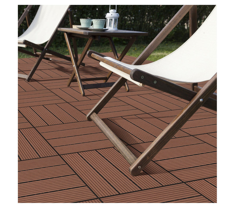 Pure Garden Patio Floor Tiles Set of 6 Wood/Plastic Deck Tiles — View 7