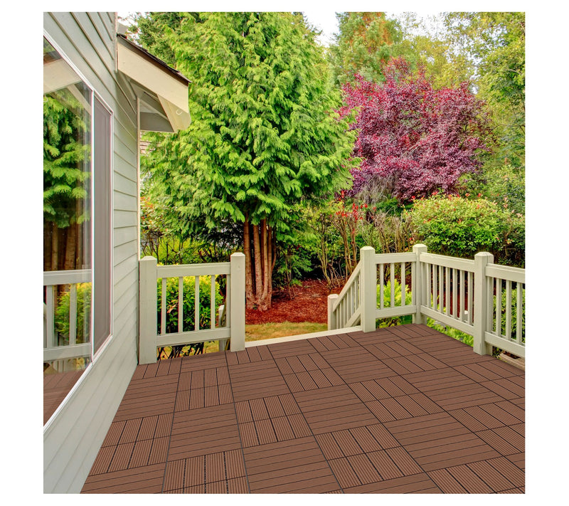 Pure Garden Patio Floor Tiles Set of 6 Wood/Plastic Deck Tiles — Main view