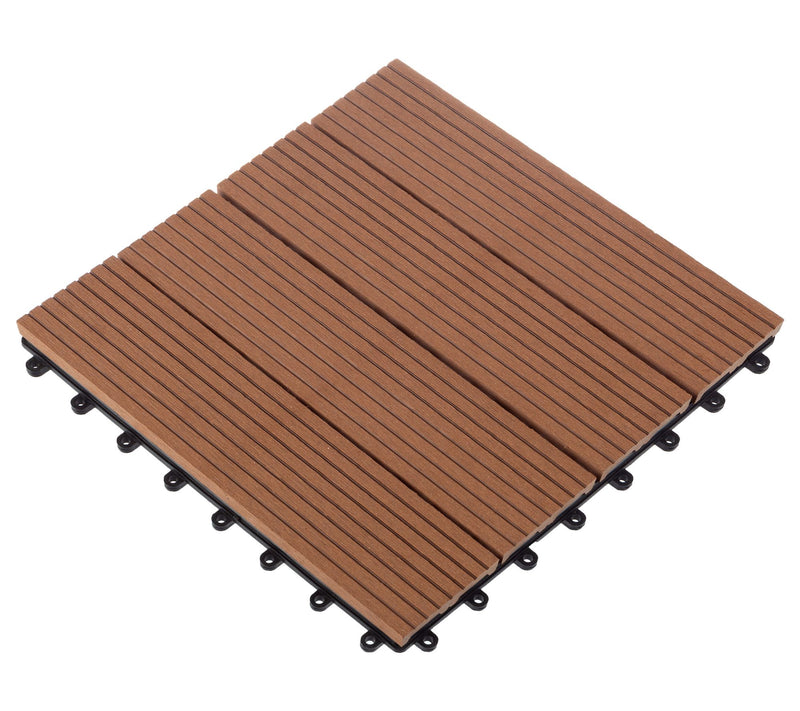 Pure Garden Patio Floor Tiles Set of 6 Wood/Plastic Deck Tiles — View 3