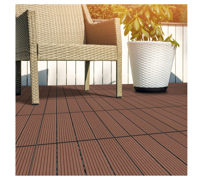 Pure Garden Patio Floor Tiles Set of 6 Wood/Plastic Deck Tiles — View 6