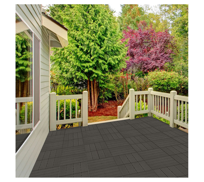 Pure Garden Patio Floor Tiles Set of 6 Wood/Plastic Deck Tiles — View 14