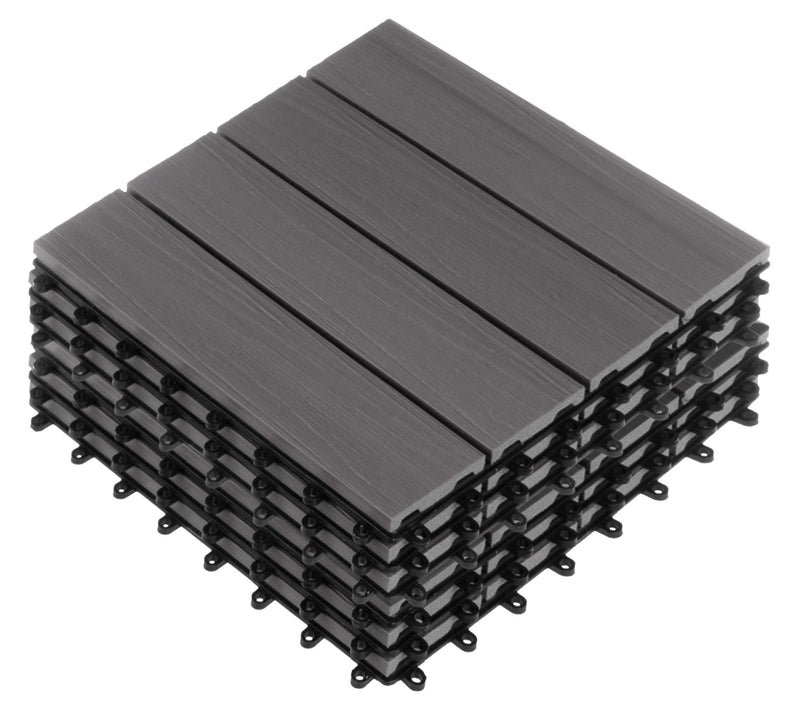 Pure Garden Set of 6 Wood/Plastic Composite Interlocking Tiles — View 2