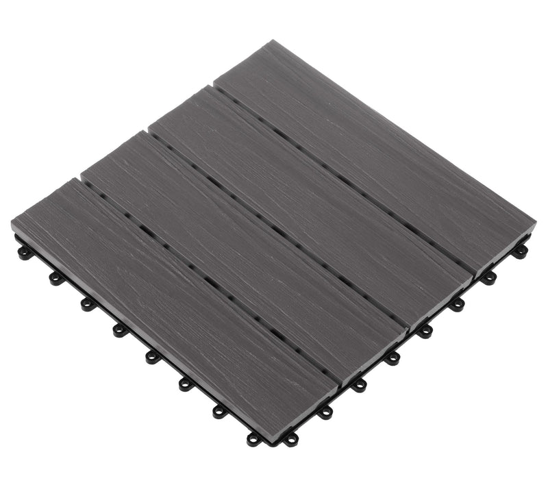 Pure Garden Set of 6 Wood/Plastic Composite Interlocking Tiles — View 3