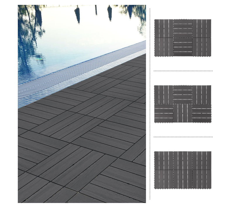 Pure Garden Set of 6 Wood/Plastic Composite Interlocking Tiles — View 5