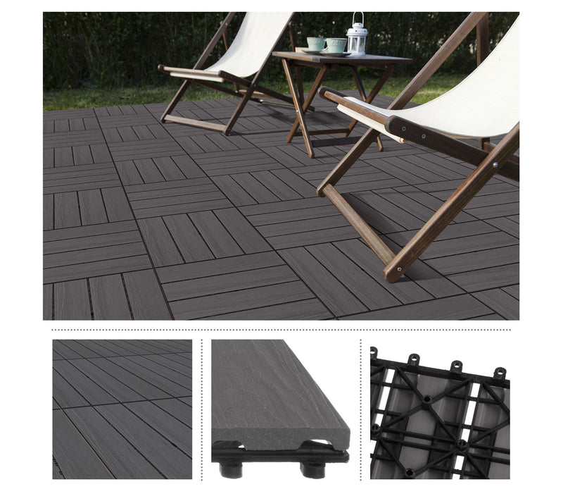 Pure Garden Set of 6 Wood/Plastic Composite Interlocking Tiles — View 6