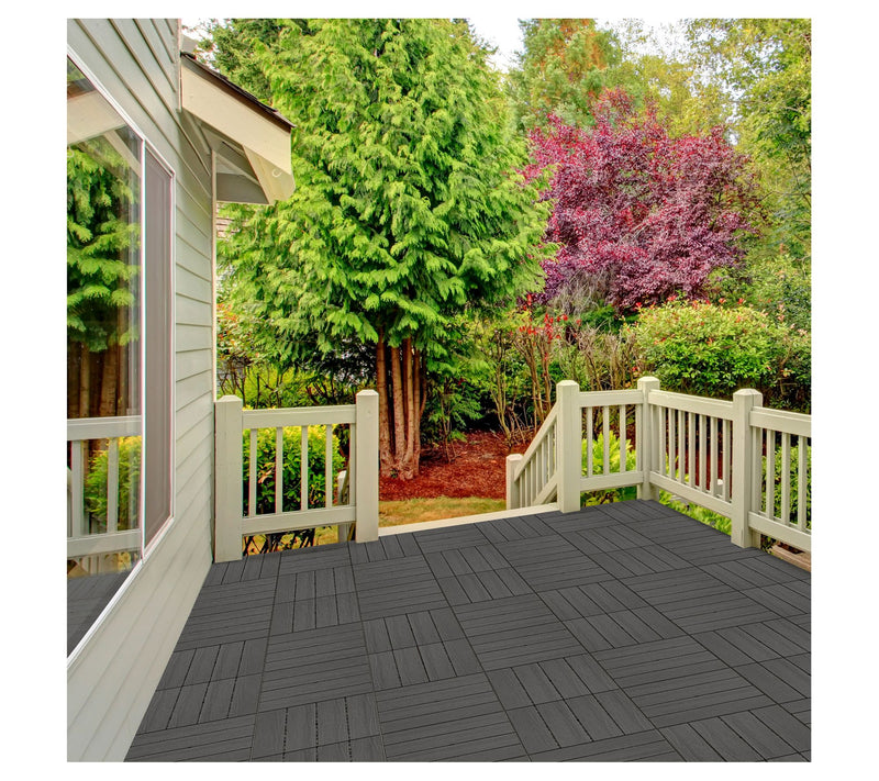 Pure Garden Set of 6 Wood/Plastic Composite Interlocking Tiles — View 14
