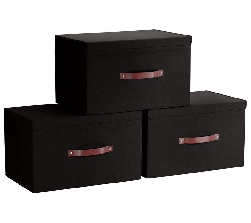 Ornavo Home Linen Storage Bins with Leather Handles and Lid — View 12