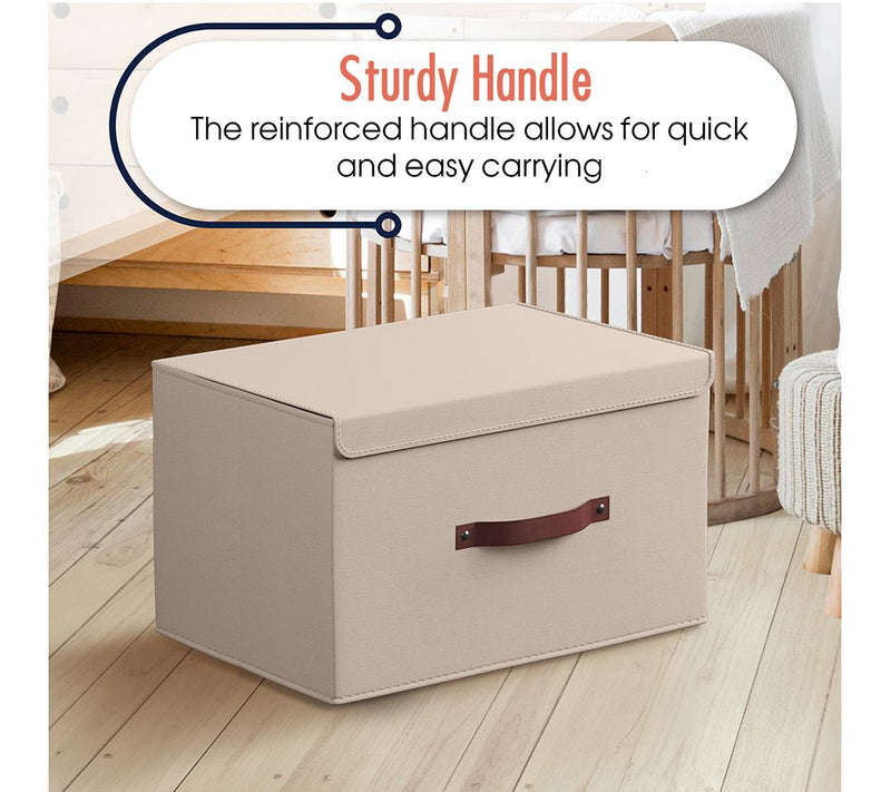 Ornavo Home Linen Storage Bins with Leather Handles and Lid — View 10