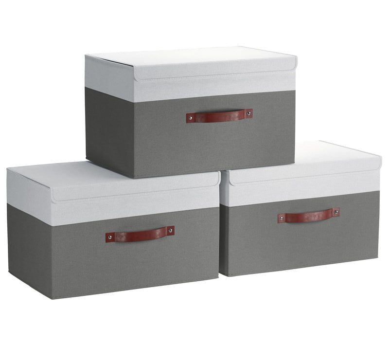 Ornavo Home Linen Storage Bins with Leather Handles and Lid — View 13