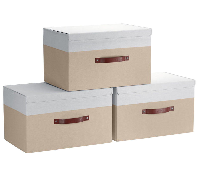 Ornavo Home Linen Storage Bins with Leather Handles and Lid — View 15