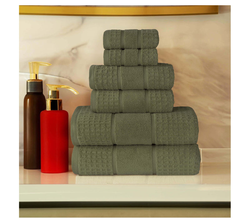 Superior Soft Zero Twist Cotton Waffle Honeycomb 6PC Towel Set — Main view