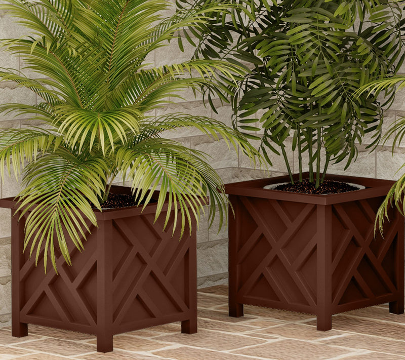 Pure Garden 2 Lattice Design 14.75" Planter Flower Plant Pots — View 12