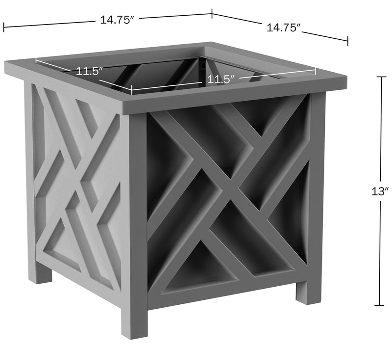 Pure Garden 2 Lattice Design 14.75" Planter Flower Plant Pots — View 4