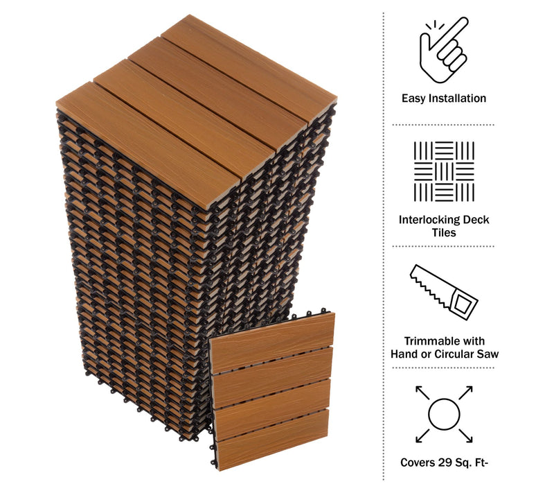 Pure Garden 30-Pack Wood Plastic Composite Interlocking Tiles — View 7