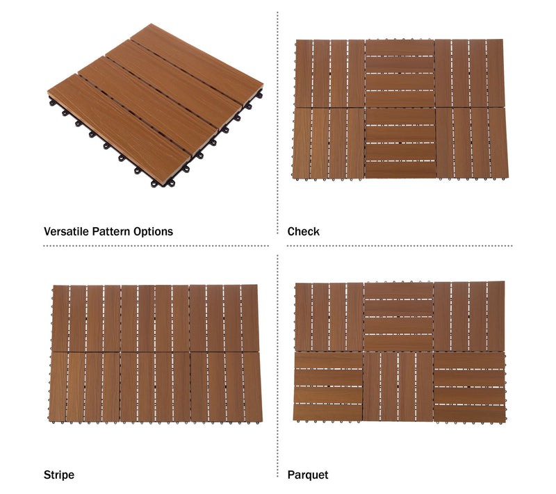 Pure Garden 30-Pack Wood Plastic Composite Interlocking Tiles — View 5