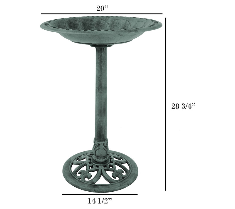 Pure Garden Outdoor Antique-Style Bird Bath — View 3