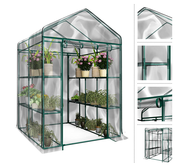 Home-Complete Walk in Greenhouse with 8 Sturdyhelves — View 4