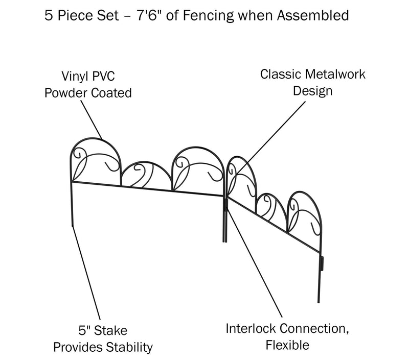 Pure Garden 5 Panels of Mimosa Decorative Garden Fencing — View 4