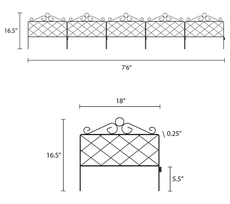 Pure Garden Set of 5 Interlocking Decorative Panel Fencing — View 3