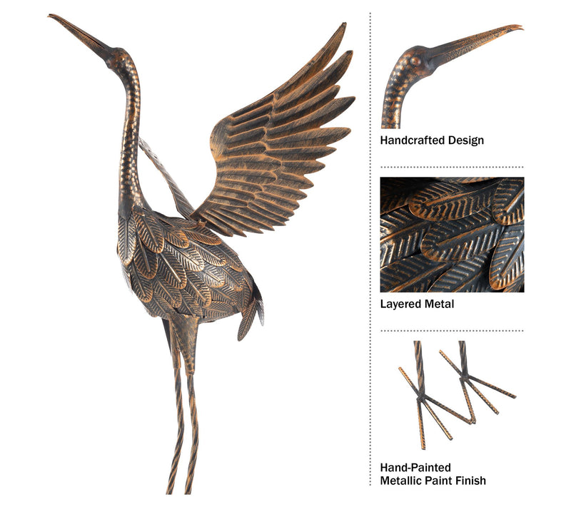 Pure Garden Flying Crane Garden Statue Lawn Ornament — View 3