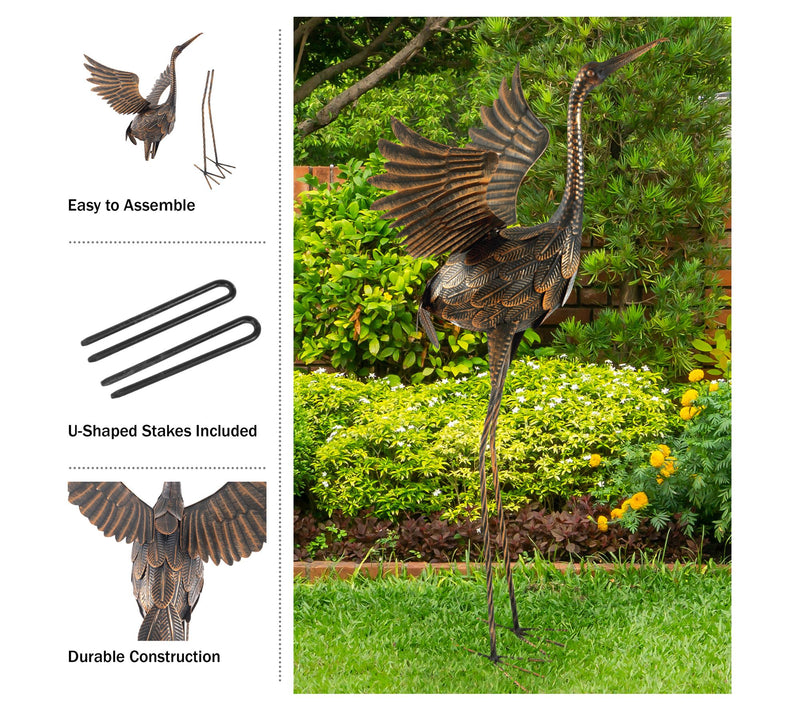 Pure Garden Flying Crane Garden Statue Lawn Ornament — View 4
