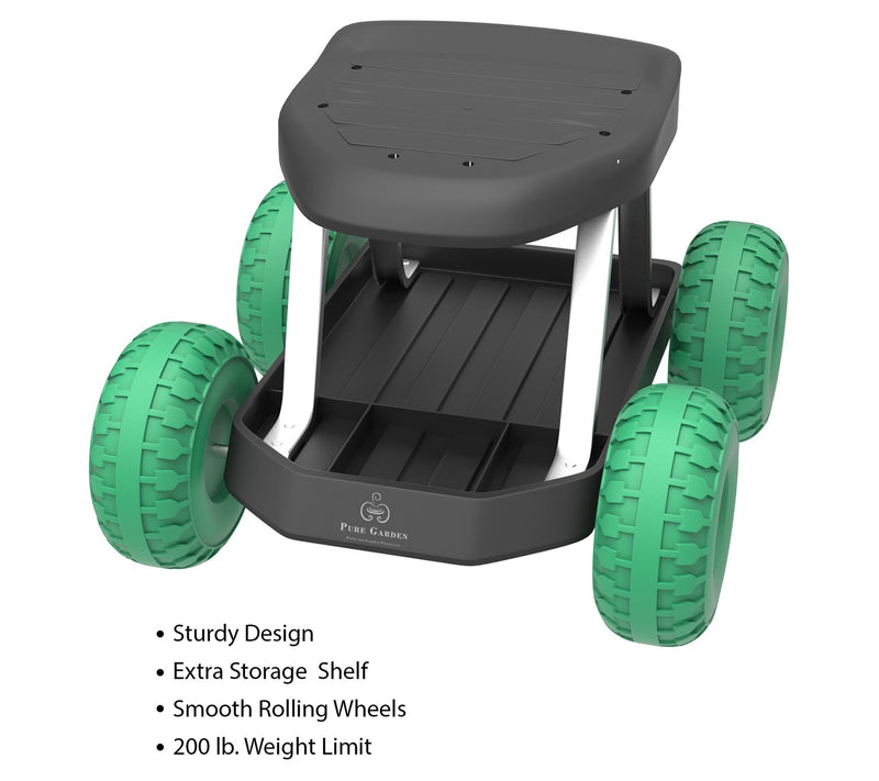 Pure Garden Cart Rolling Stool Gardening Seat — View 3