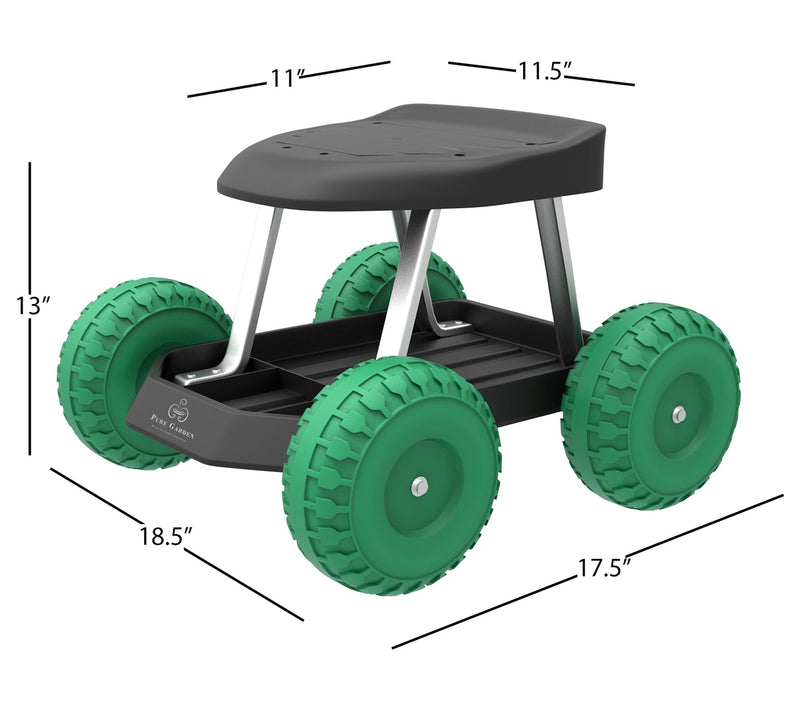Pure Garden Cart Rolling Stool Gardening Seat — View 2