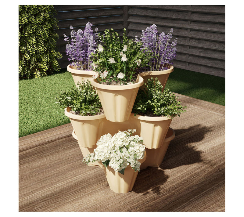 Set of 3 Stacking Planter Tower - Space SavingFlower Pots — View 12