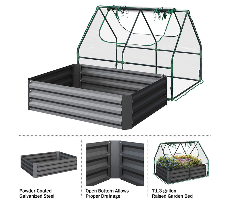 Home-Complete Raised Garden Bed with Removablereen House — View 6