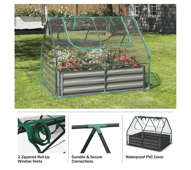Home-Complete Raised Garden Bed with Removablereen House — View 5