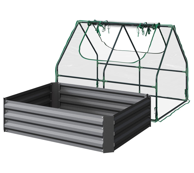 Home-Complete Raised Garden Bed with Removablereen House — View 2
