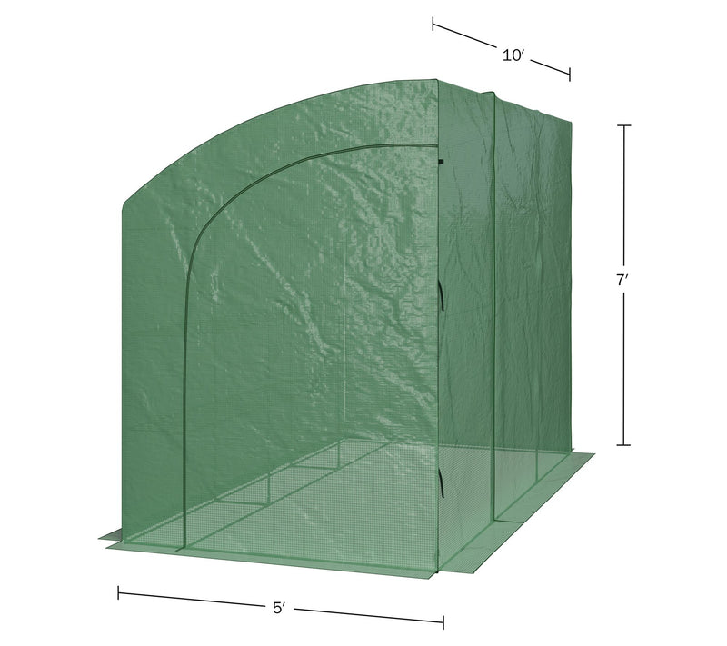 Home Complete Lean To Greenhouse - 10x5x7 ft w/Roll Up Doors — View 6