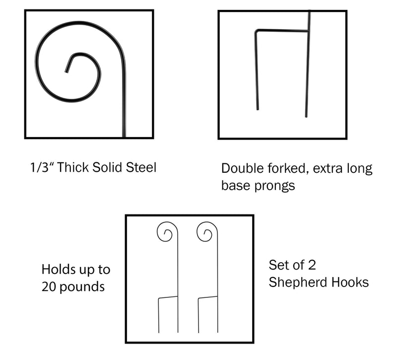 Pure Garden Set of 2 Shepherd Hooks 35" Metal Poles with Hooks — View 6