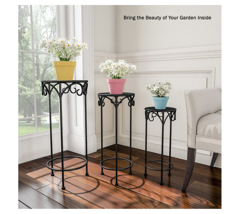 Pure Garden Set of 3 Nesting W rought Iron Pla nt Stands — View 6