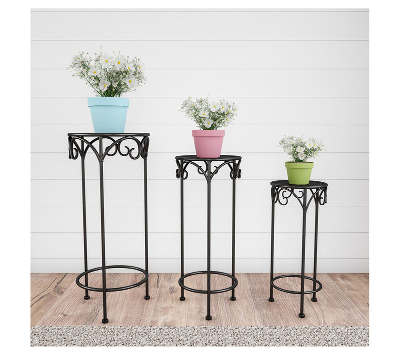 Pure Garden Set of 3 Nesting W rought Iron Pla nt Stands — View 10