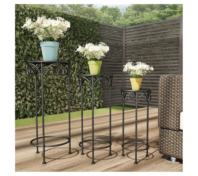 Pure Garden Set of 3 Nesting W rought Iron Pla nt Stands — View 7