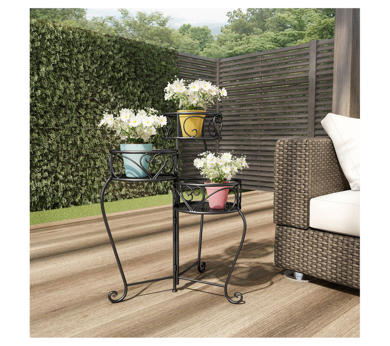Pure Garden 3-Tier Folding Wrought Iron Plant Stand — View 10