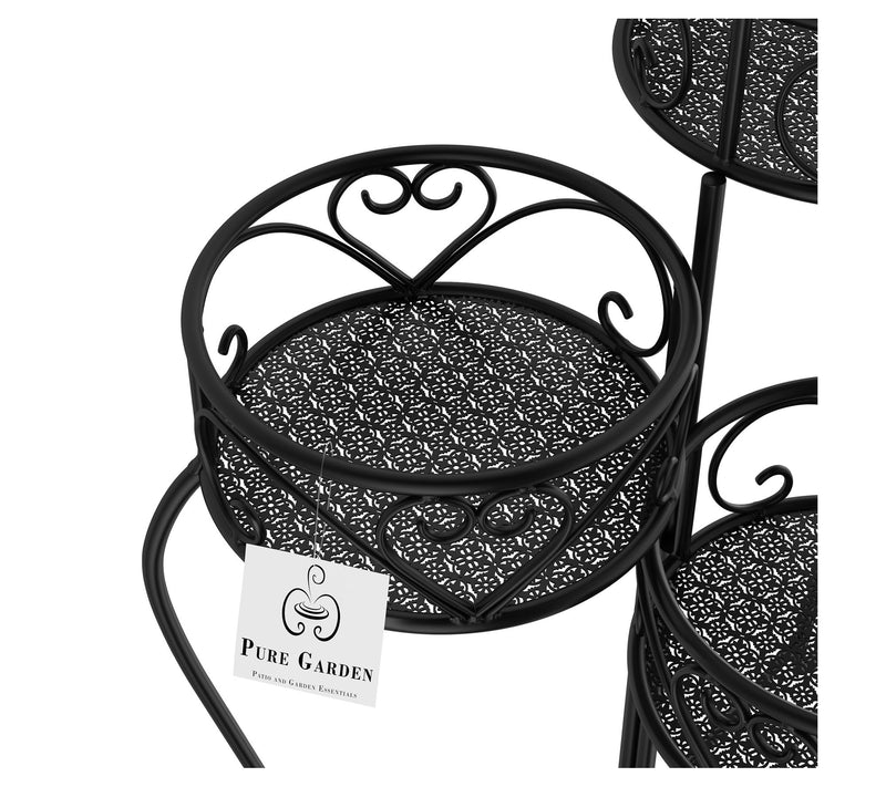 Pure Garden 3-Tier Folding Wrought Iron Plant Stand — View 5